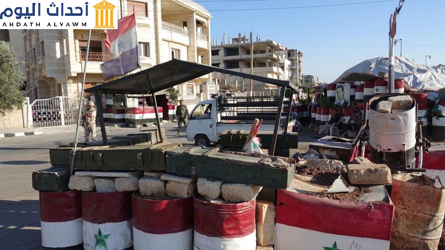 نقطة تفتيش في مدينة درعا السورية