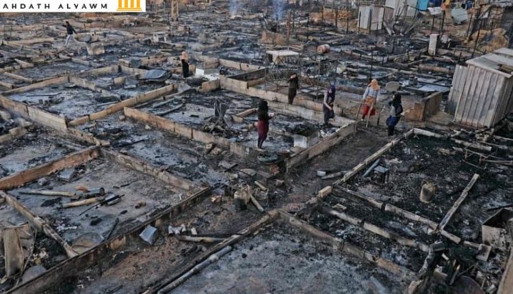 إحراق مخيم للاجئين السوريين في بلدة بحنّين شمالي لبنان