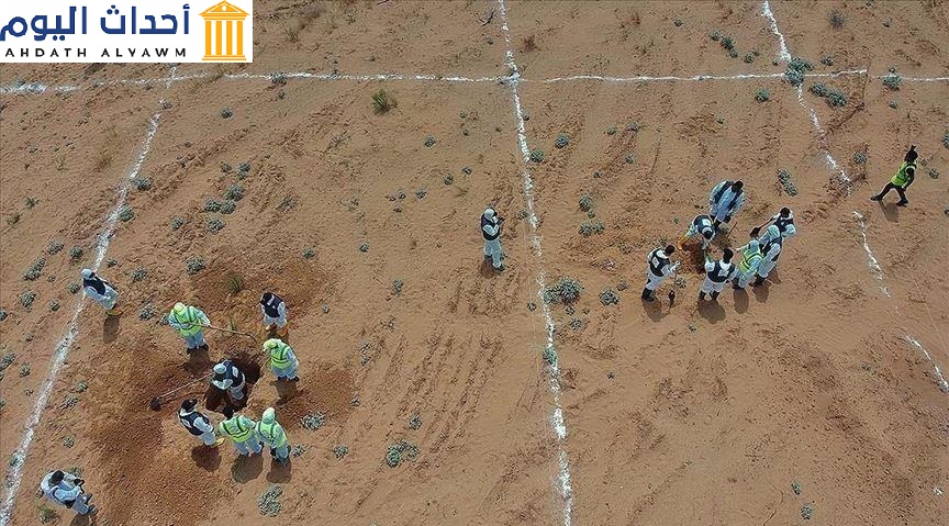مقبرتين جديدتين تم اكتشافهما بجهود هيئة البحث والتعرف على المفقودين في المنطقة الزراعية الكبرى المعروفة باسم "مشروع الربط" بمدينة ترهونة الليبية