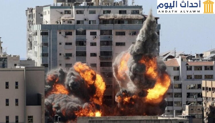 تدمير برج الجلاء وسط مدينة غزة