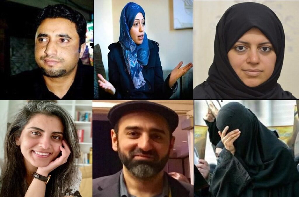 أعضاء المجتمع المدني، والمدافعون عن حقوق الإنسان والصحفيون ونشطاء الإنترنت الذين تعرضوا لإنتهاكات حقوق الإنسان على أيدي السلطات السعودية