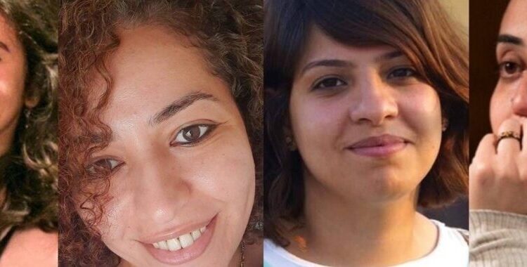 رئيسة تحرير مدى مصر "لينا عطا لله" والصحفيات: "رنا ممدوح" - "سارة سيف الدين" - "بيسان كسّاب"