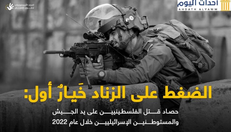 تقرير جديد للأورومتوسطي يوثّق قفزة بالعنف الإسرائيلي ضد الفلسطينيين خلال 2022