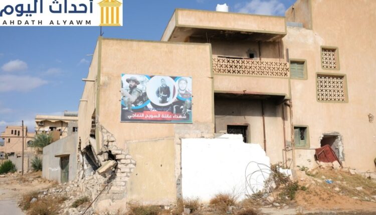 منزل مدمر لضحية قتل مليشيات كانيات في طرابلس، ليبيا.