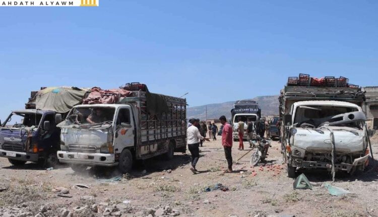 آثار الدمار الناتج عن الهجمات الجوية التي استهدفت مناطق مدنية بريف إدلب بسوريا