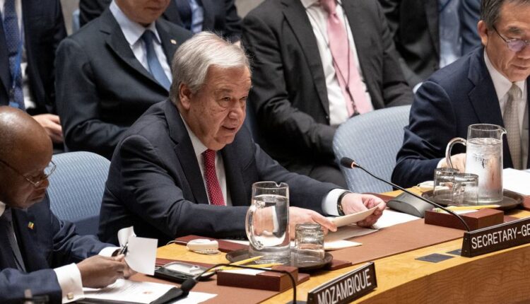الأمين العام للأمم المتحدة أنطونيو غوتيريش متحدثا في المناقشة رفيعة المستوى التي عقدها مجلس الأمن الدولي بشأن "صون السلام والأمن الدوليين: التصدي للتهديدات المتطورة في الفضاء السيبراني".